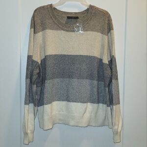 Lane Bryant Gray and Cream Striped Sweater